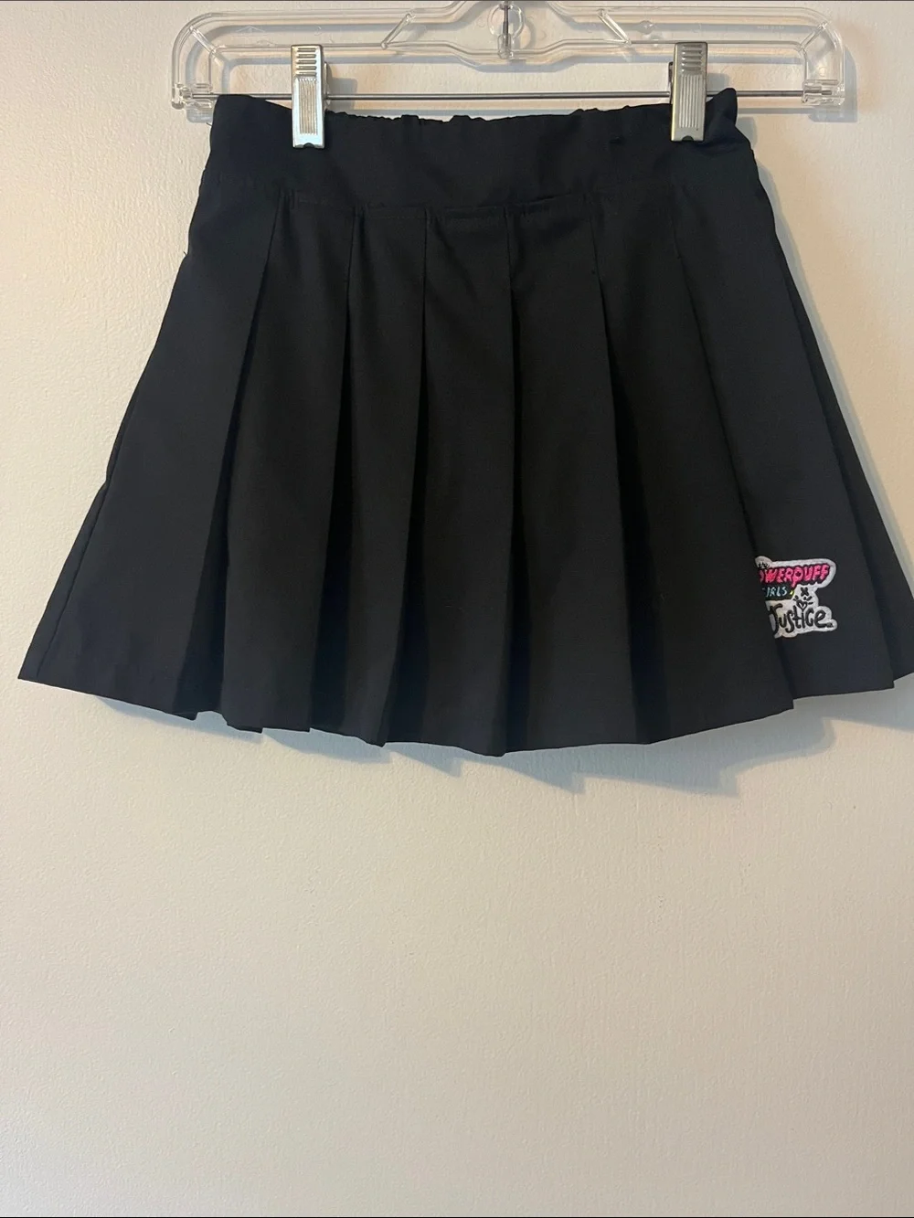 Justice Black Pleated Mini Skort with Powerpuff Patch